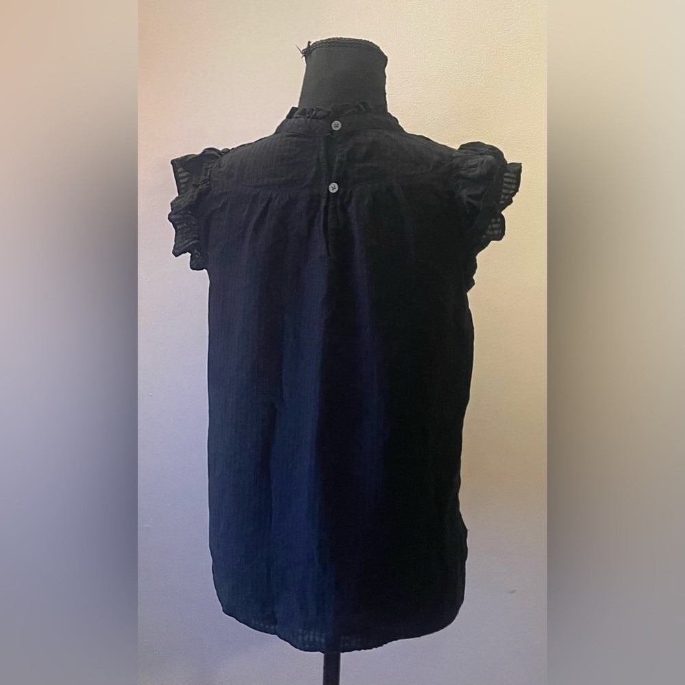 LOFT- Black‎ Ruffled Turtleneck Blouse Size XS - Picture 4 of 9